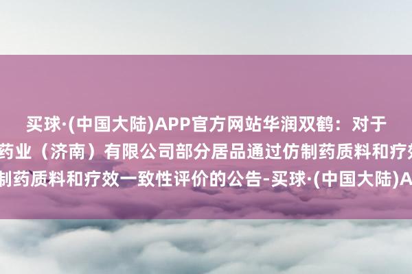 买球·(中国大陆)APP官方网站华润双鹤:对于全资子公司华润双鹤利民药业(济南)有限公司部分居品通过仿制药质料和疗效一致性评价的公告-买球·(中国大陆)APP官方网站