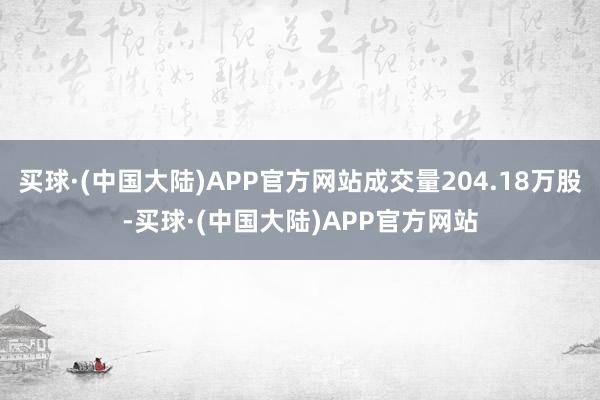 买球·(中国大陆)APP官方网站成交量204.18万股-买球·(中国大陆)APP官方网站