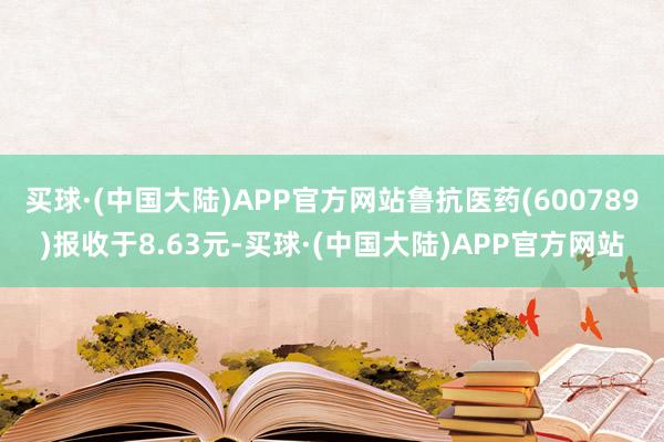买球·(中国大陆)APP官方网站鲁抗医药(600789)报收于8.63元-买球·(中国大陆)APP官方网站