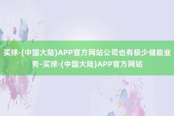 买球·(中国大陆)APP官方网站公司也有极少储能业务-买球·(中国大陆)APP官方网站